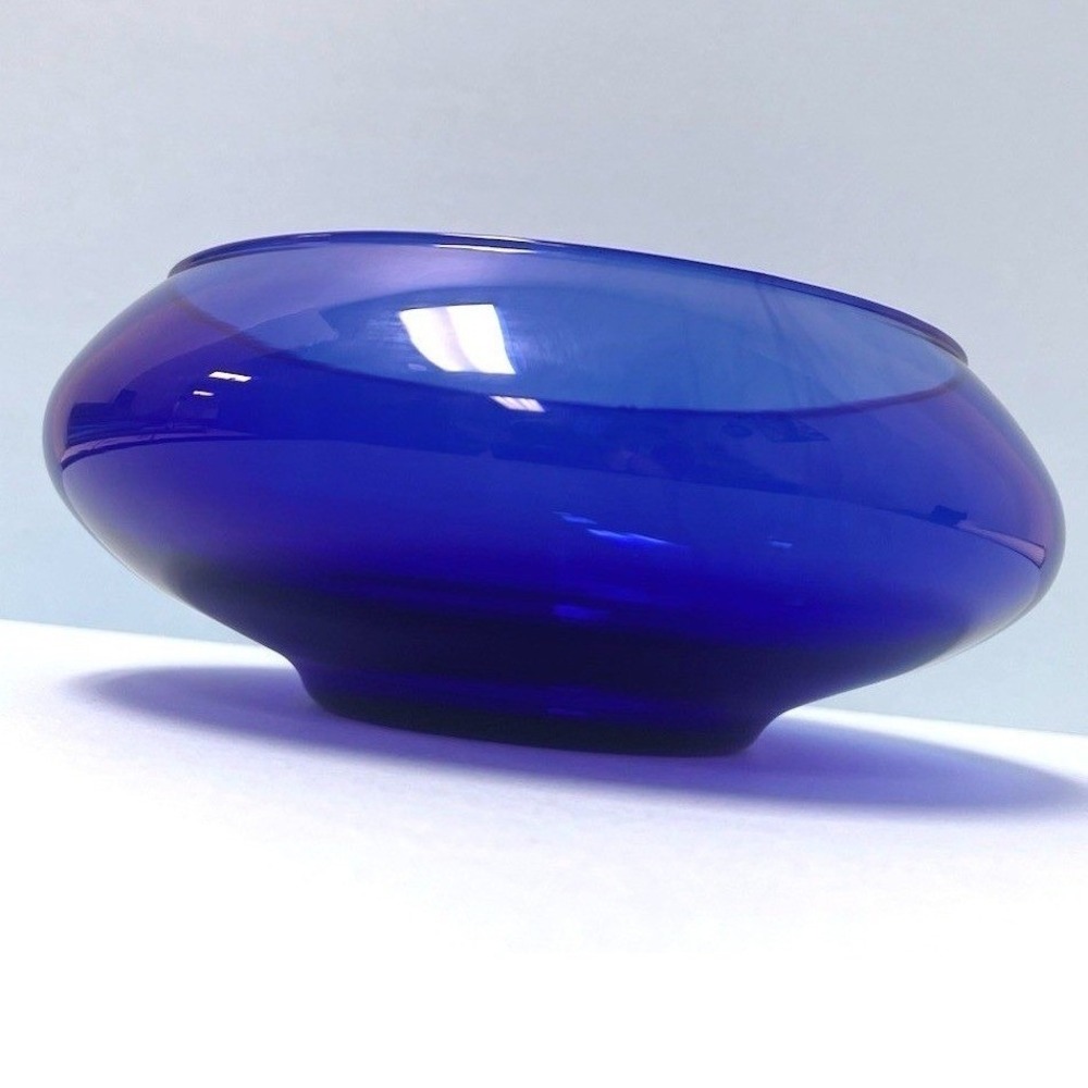 Crisa Mexico Hand-Blown Cobalt Blue Glass Vintage 10" Centerpiece Bowl
